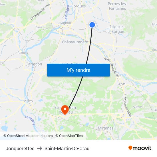 Jonquerettes to Saint-Martin-De-Crau map