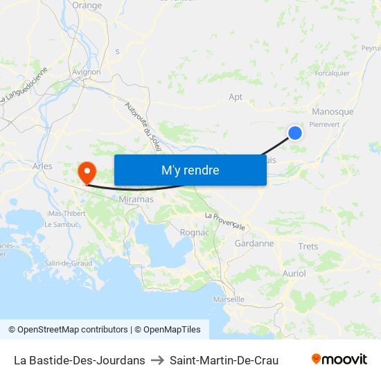 La Bastide-Des-Jourdans to Saint-Martin-De-Crau map