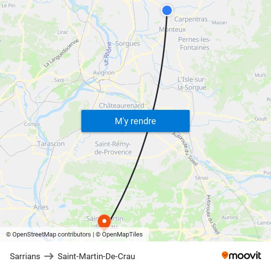 Sarrians to Saint-Martin-De-Crau map