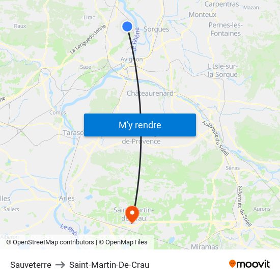 Sauveterre to Saint-Martin-De-Crau map