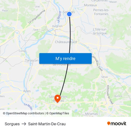 Sorgues to Saint-Martin-De-Crau map