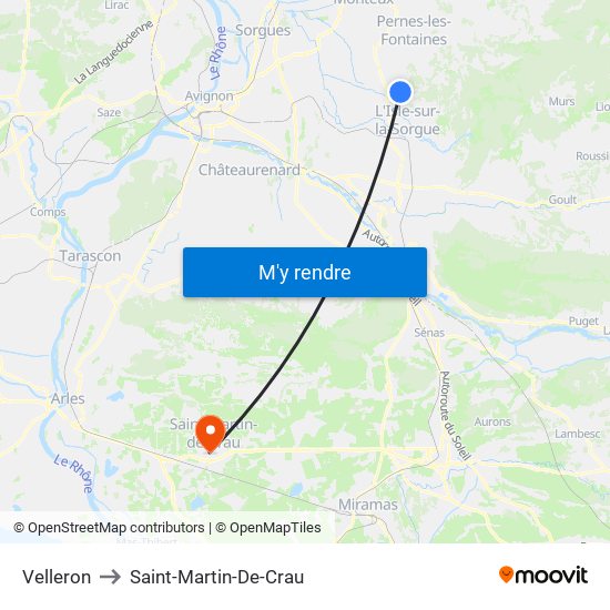 Velleron to Saint-Martin-De-Crau map