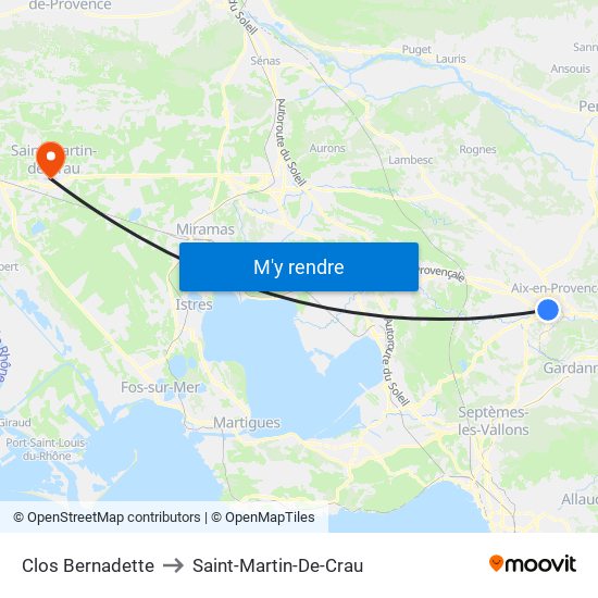 Clos Bernadette to Saint-Martin-De-Crau map