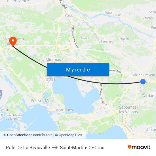 Pôle De La Beauvalle to Saint-Martin-De-Crau map