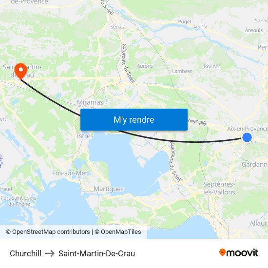 Churchill to Saint-Martin-De-Crau map