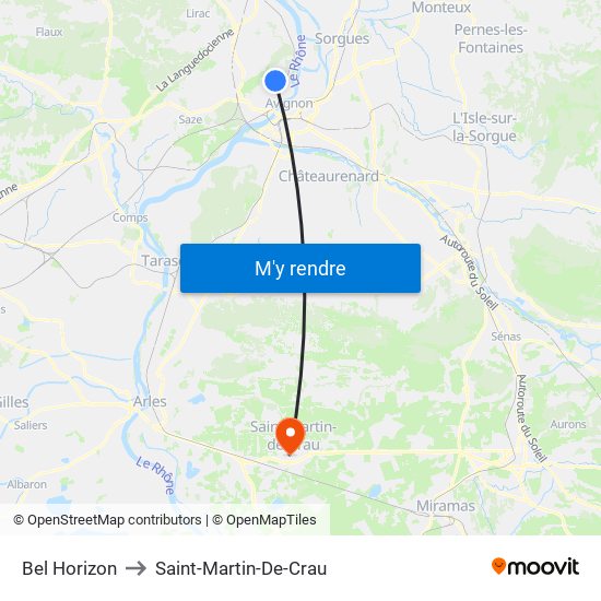Bel Horizon to Saint-Martin-De-Crau map