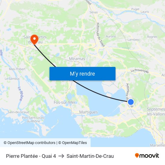 Pierre Plantée - Quai 4 to Saint-Martin-De-Crau map