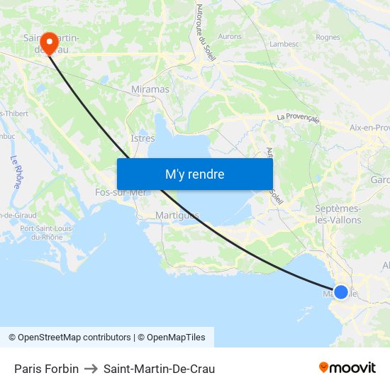 Paris Forbin to Saint-Martin-De-Crau map