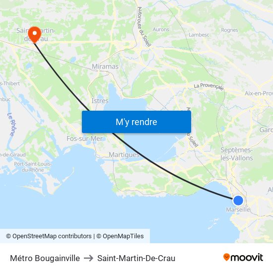 Métro Bougainville to Saint-Martin-De-Crau map