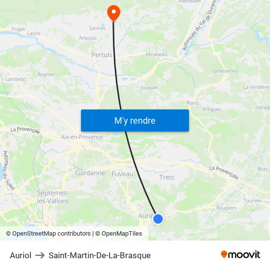 Auriol to Saint-Martin-De-La-Brasque map