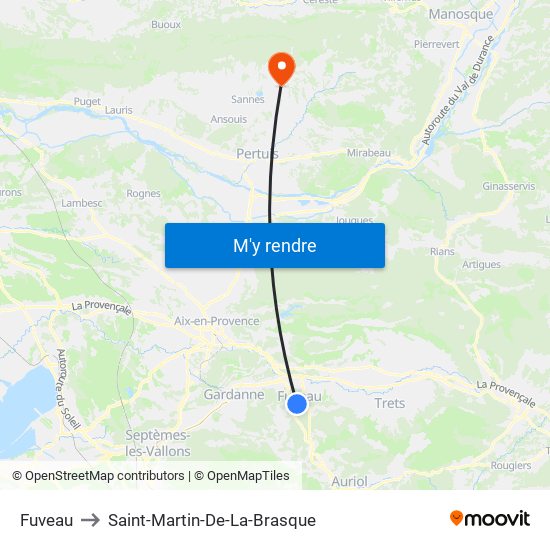 Fuveau to Saint-Martin-De-La-Brasque map