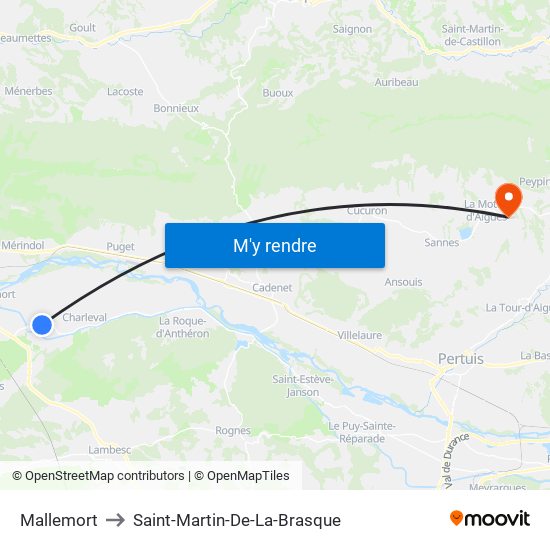 Mallemort to Saint-Martin-De-La-Brasque map