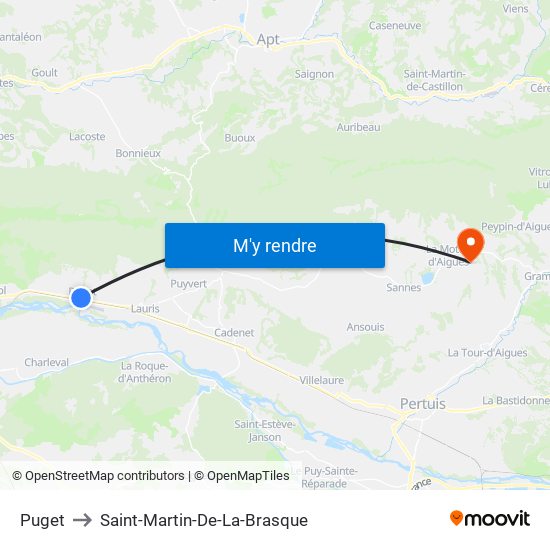 Puget to Saint-Martin-De-La-Brasque map