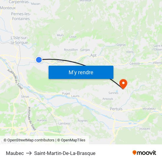 Maubec to Maubec map