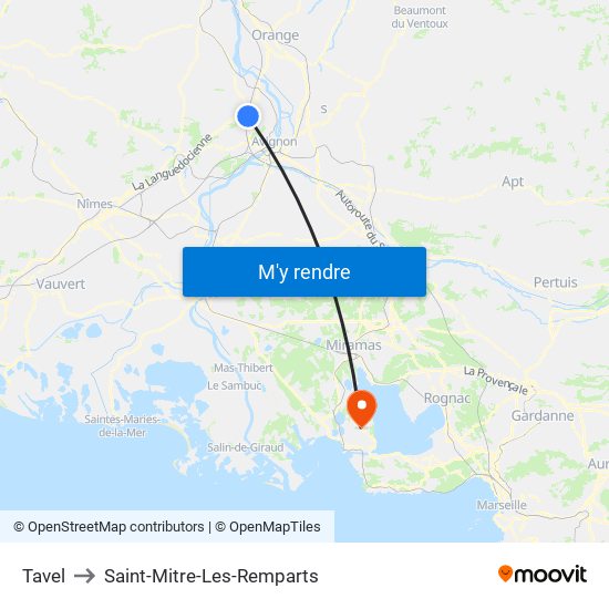 Tavel to Saint-Mitre-Les-Remparts map