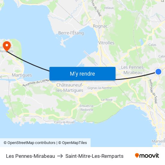 Les Pennes-Mirabeau to Saint-Mitre-Les-Remparts map