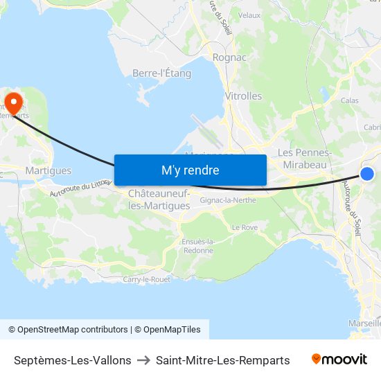 Septèmes-Les-Vallons to Saint-Mitre-Les-Remparts map