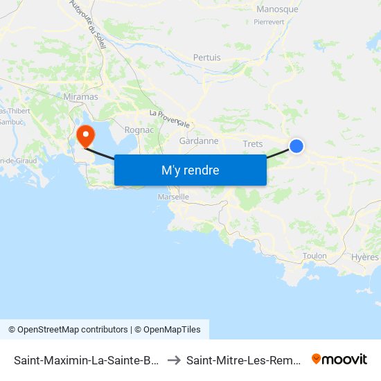 Saint-Maximin-La-Sainte-Baume to Saint-Mitre-Les-Remparts map