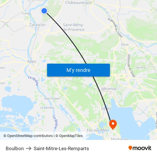 Boulbon to Saint-Mitre-Les-Remparts map