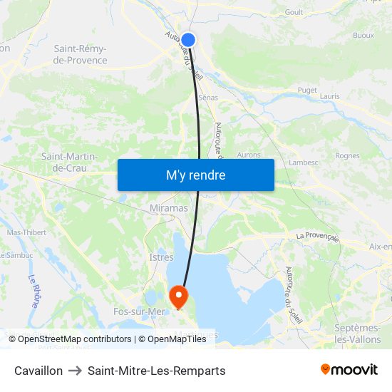 Cavaillon to Saint-Mitre-Les-Remparts map