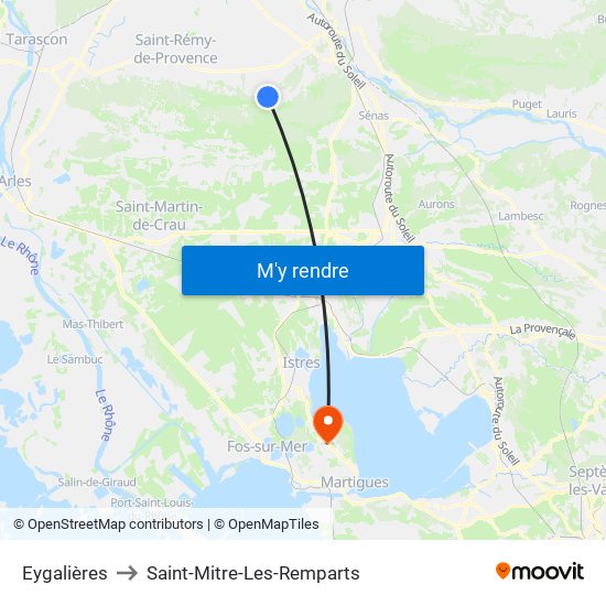 Eygalières to Saint-Mitre-Les-Remparts map