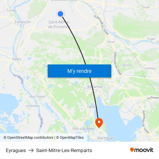 Eyragues to Saint-Mitre-Les-Remparts map