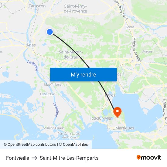 Fontvieille to Saint-Mitre-Les-Remparts map