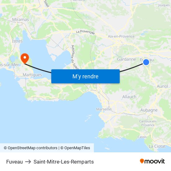 Fuveau to Saint-Mitre-Les-Remparts map