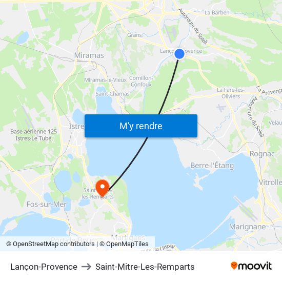 Lançon-Provence to Saint-Mitre-Les-Remparts map