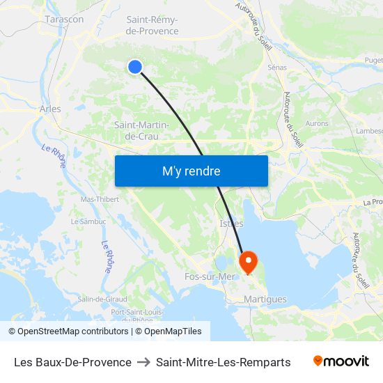 Les Baux-De-Provence to Saint-Mitre-Les-Remparts map