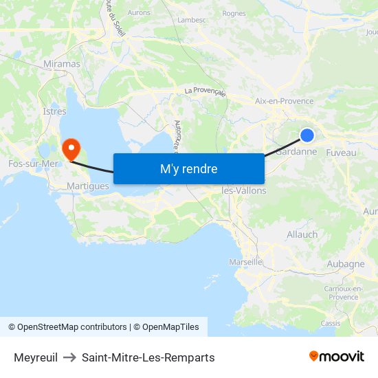 Meyreuil to Saint-Mitre-Les-Remparts map