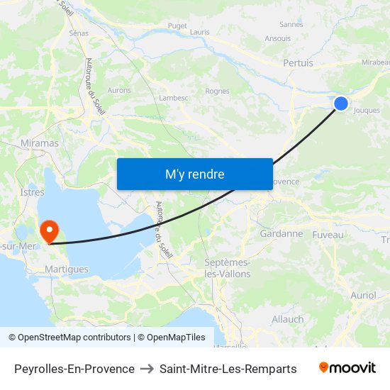 Peyrolles-En-Provence to Saint-Mitre-Les-Remparts map