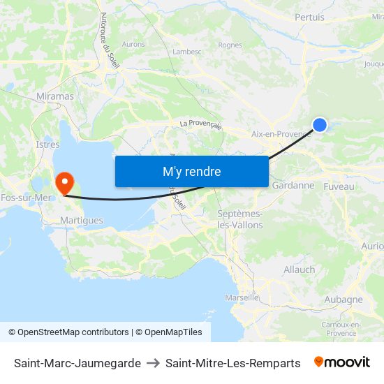 Saint-Marc-Jaumegarde to Saint-Mitre-Les-Remparts map