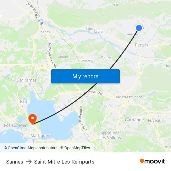 Sannes to Saint-Mitre-Les-Remparts map