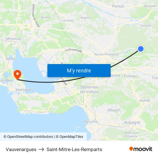 Vauvenargues to Saint-Mitre-Les-Remparts map