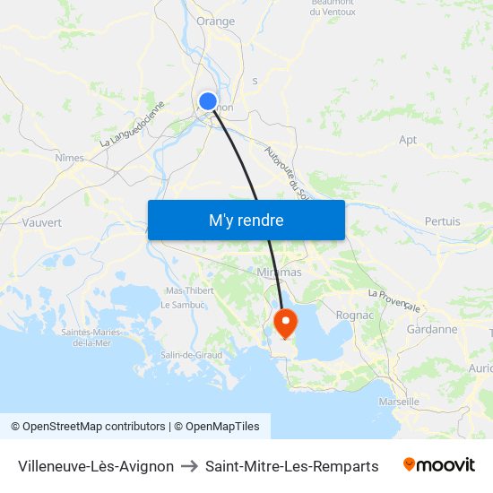 Villeneuve-Lès-Avignon to Saint-Mitre-Les-Remparts map