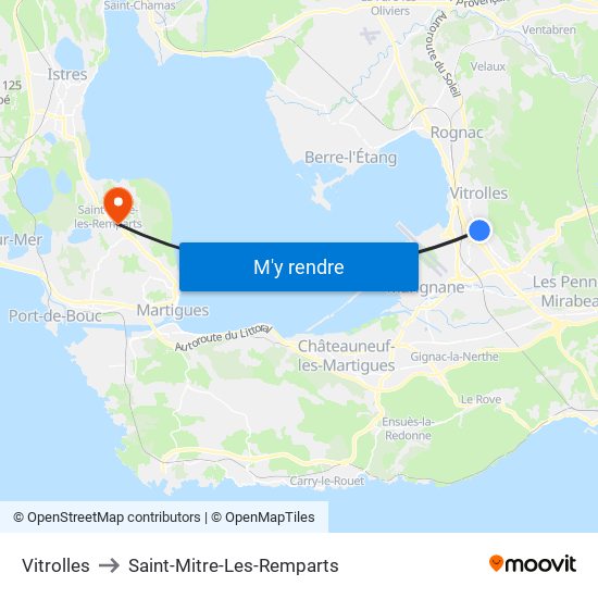 Vitrolles to Saint-Mitre-Les-Remparts map