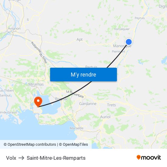 Volx to Saint-Mitre-Les-Remparts map