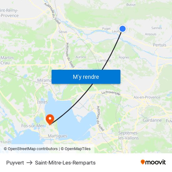 Puyvert to Saint-Mitre-Les-Remparts map