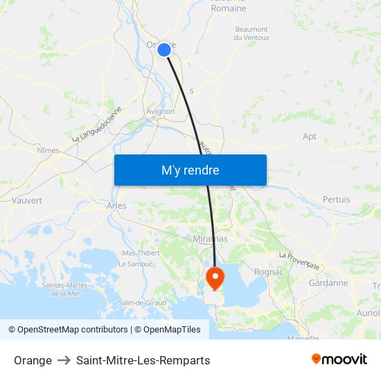 Orange to Saint-Mitre-Les-Remparts map