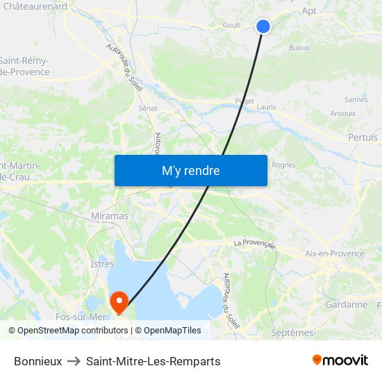 Bonnieux to Saint-Mitre-Les-Remparts map