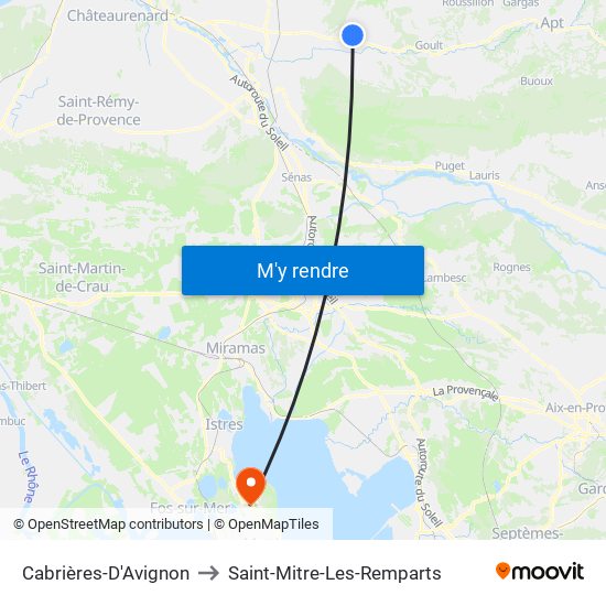 Cabrières-D'Avignon to Saint-Mitre-Les-Remparts map