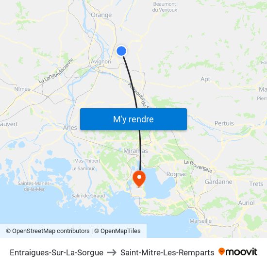 Entraigues-Sur-La-Sorgue to Saint-Mitre-Les-Remparts map