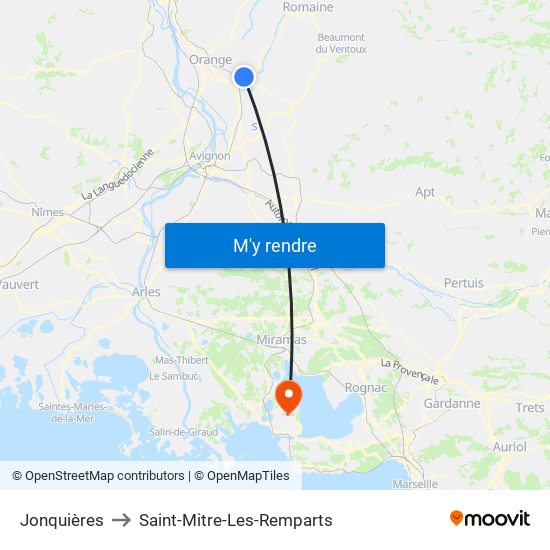 Jonquières to Saint-Mitre-Les-Remparts map