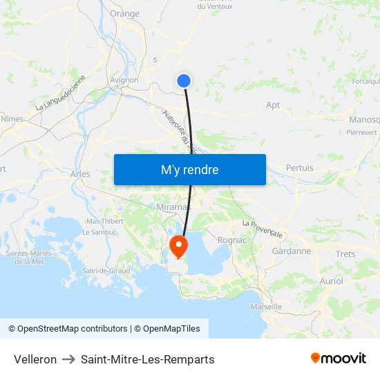 Velleron to Saint-Mitre-Les-Remparts map