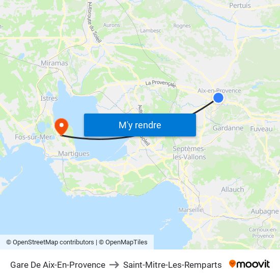 Gare De Aix-En-Provence to Saint-Mitre-Les-Remparts map