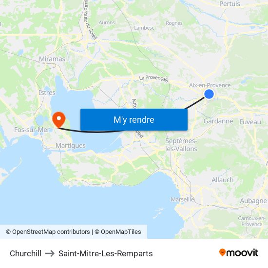 Churchill to Saint-Mitre-Les-Remparts map