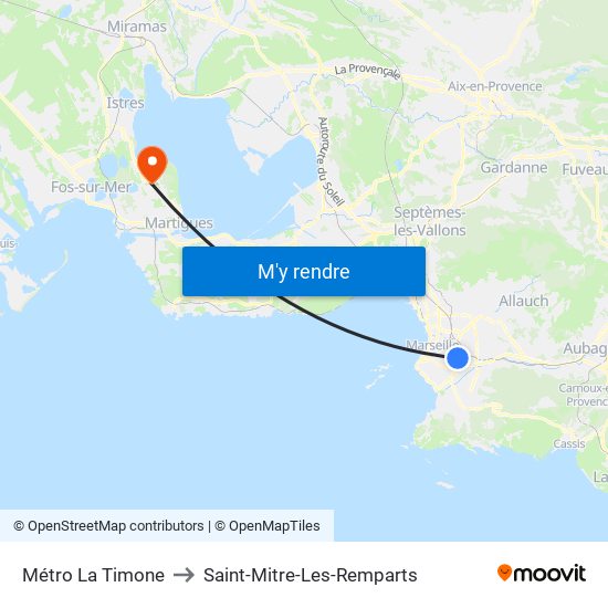Métro La Timone to Saint-Mitre-Les-Remparts map