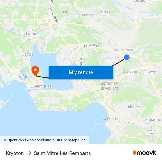 Krypton to Saint-Mitre-Les-Remparts map