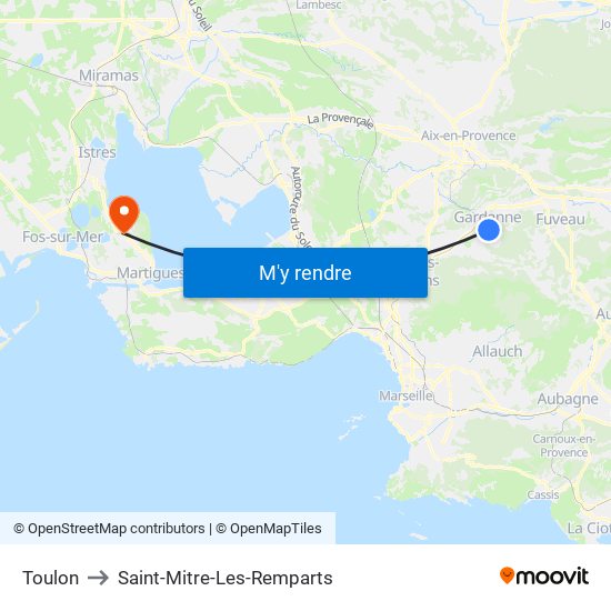 Toulon to Saint-Mitre-Les-Remparts map